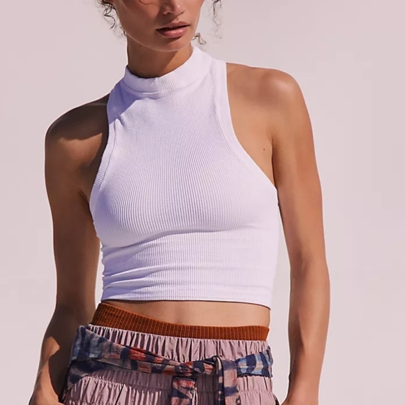 FP Movement by Free People Happiness Runs High-Neck Ribbed Cropped XS White - Picture 3 of 15